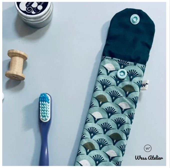 Étui Brosse à dent « Éventails bleus »   